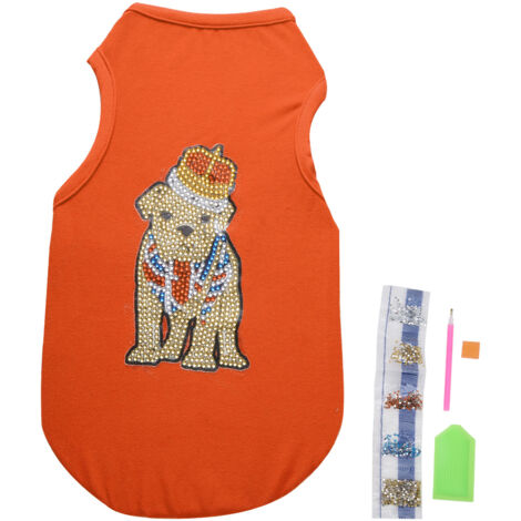 T-Shirt DIY Diamant pour Chien - Vêtement Artisanal pour Animaux - Accessoires Créatifs (Taille M, Orange) (1/5)