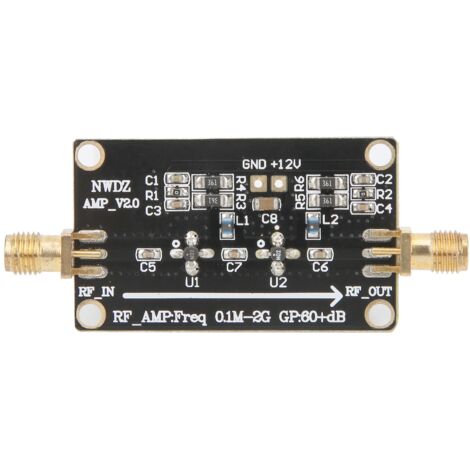 Amplificateur Large Bande RF 0.1M‑2G LNA 60dB Gain Élevé Module à Faible Bruit Alimentation (1/5)