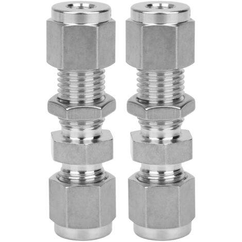 2 Pièces Raccord Bulkhead 316 Acier Inox Double Olive Plaque d'Usure Joint 1/4" (1/5)