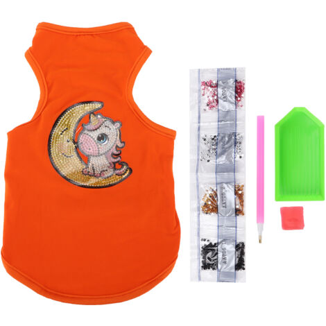 Chemise pour chien respirante sans manches, pyjama chien orange avec strass, vêtement chien confortable et léger. (1/5)