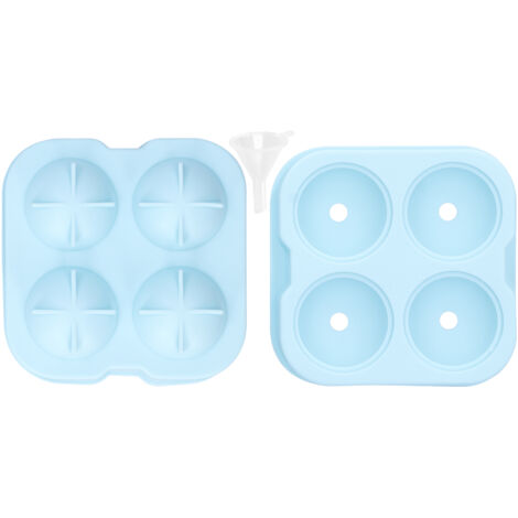 Moule à Boules de Glace 4 Cavités en Silicone avec Couvercle et Entonnoir pour Fabrication Manuelle DIY (1/5)