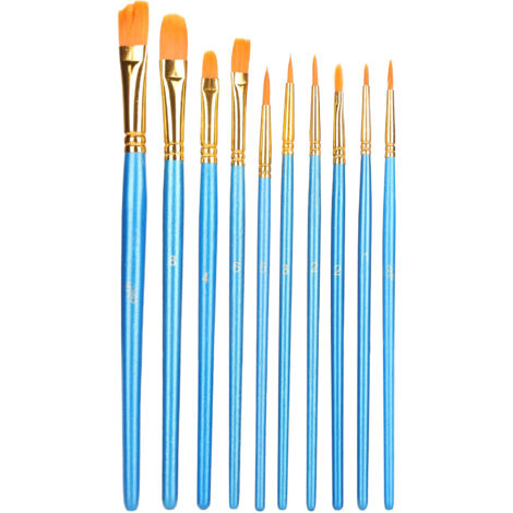 Ensemble de Pinceaux à Poils Nylon pour Peinture à l'Eau et Acrylique, Manche Bleu Portable (1/5)
