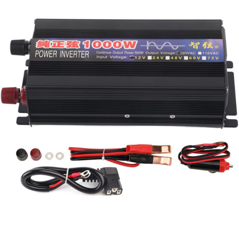 Convertisseur 1000W Onde Sinusoïdale Pure 12V à 220V pour Voiture et Maison avec Affichage Numérique