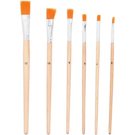 Ensemble de 6 Pinceaux à Peinture à l'Huile en Poils Nylon avec Manche en Bois pour Acrylique et Aquarelle (1/5)