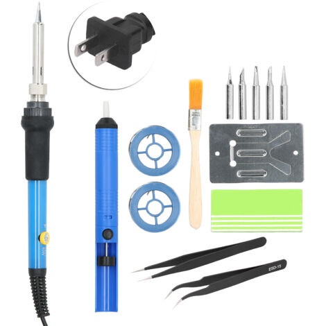 Kit de Soudure Électrique 14 Pièces avec Fer à Souder à Température Réglable, Manche Industriel, Prise US 110V (1/5)