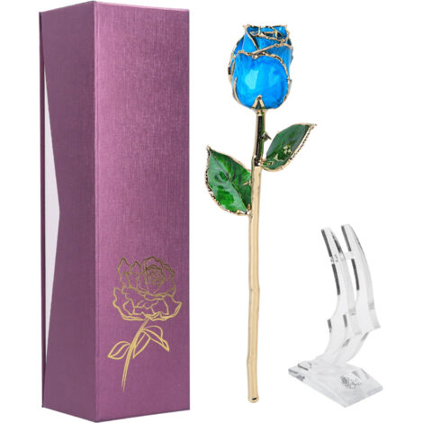 Fleur en Or Rose 24K avec Socle - Cadeau pour Anniversaire, Mariage et Saint-Valentin (1/5)