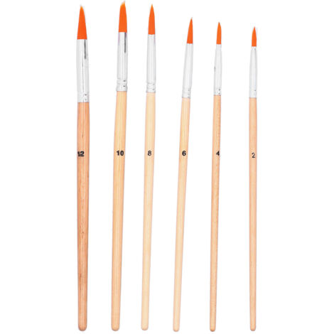 Ensemble de 6 Pinceaux à Huile en Poils Nylon avec Manche en Bois pour Peinture Acrylique et Aquarelle (1/5)