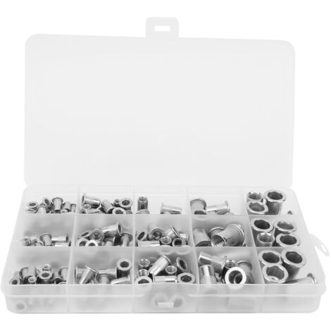 150 Pièces D'écrous à Rivet Insert en Acier Inoxydable Grain Vertical, Assortiment M3/M4/M5/M6/M8 (1/5)