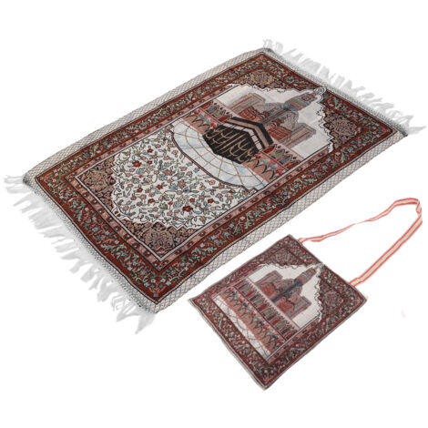 Tapis de prière musulman épais en coton avec sac de transport pour le pèlerinage (1/5)