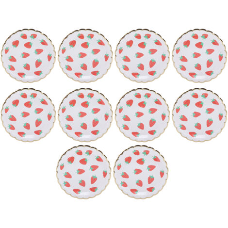 10 Pièces de Service de Table Jetable à Motif Fraise pour Anniversaire et Fêtes en Bord de Mer (1/5)