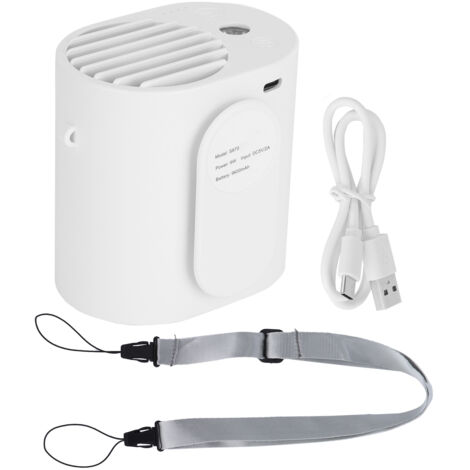 Ventilateur de Poche USB Rechargeable - Mini Ventilateur Portable pour Sport, Randonnée et Fitness avec Lumière LED - Blanc (1/5)