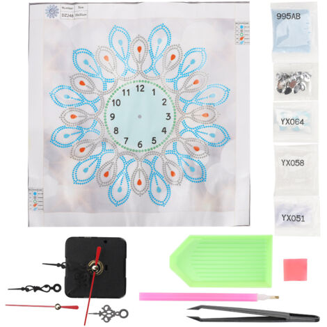 Kit de Peinture Diamant Horloge DIY Silencieuse, Décoration Murale pour Salon Artisanat DZ246 (1/5)