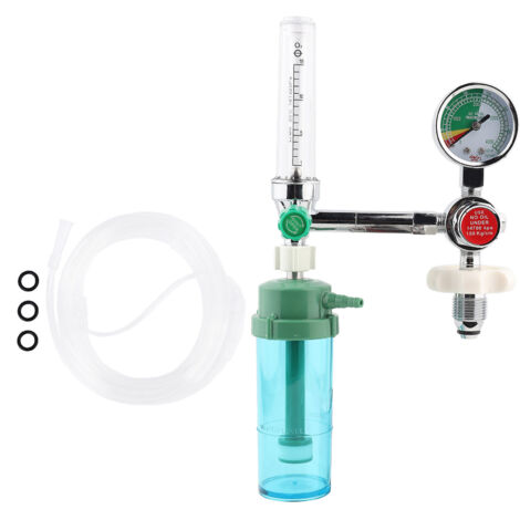 Régulateur d'oxygène avec manomètre, débitmètre et valve manuelle, entrée filetée mâle G5/8‑14 (1/5)