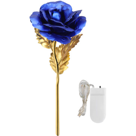 Rose en Or Éternelle - Cadeau Romantique pour Saint-Valentin, Épouse ou Petite Amie, Décoration de Mariage avec Éclairage Bleu (1/5)