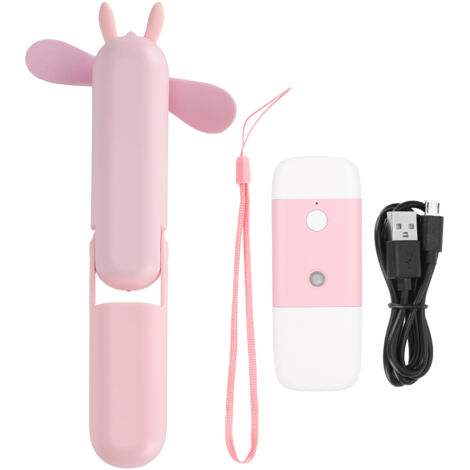 Ventilateur de Poche Rechargeable USB - Mini Brumisateur Portable pour Étudiantes - Rose (1/5)
