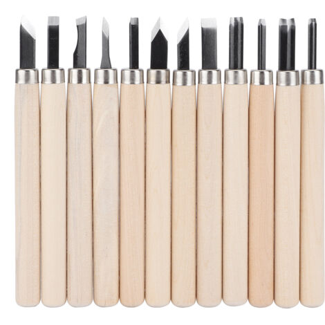 12 Pièces Outils Sculpture Bois Couteaux Acier 55 pour Matériaux Tendres avec Boîte de Rangement (1/5)