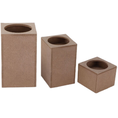 3 pièces Porte-bougies en Bois Rustique Naturel pour Décoration de Fête à la Maison, Cadeau Festif avec Trou Rond (1/5)