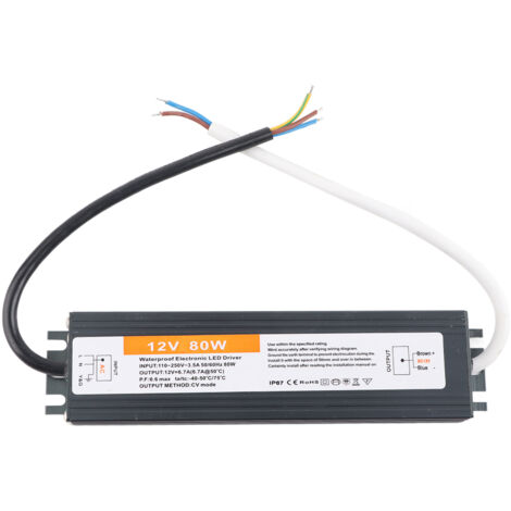 Alimentation LED étanche 80W ultra-mince, entrée AC 110-250V 50/60Hz, sortie DC 12V pour éclairage