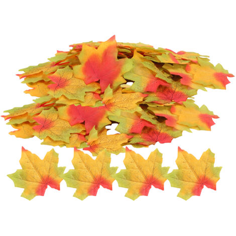 100 Feuilles d'Érable Artificielles pour Décoration d'Automne, Mariage et Fête de Thanksgiving - Rouge et Vert (1/5)