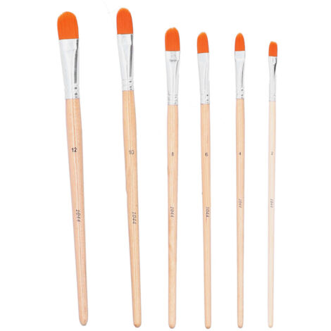 Ensemble de 6 Pinceaux à Huile en Poils Nylon avec Manche en Bois pour Peinture Acrylique et Aquarelle - Têtes Rondes (1/5)