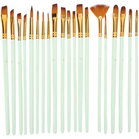 Ensemble de Pinceaux Multifonction 5 Types Différents Poils Nylon pour Peinture à l'Huile, Aquarelle et Gouache - Cadeau Vert (1/5)