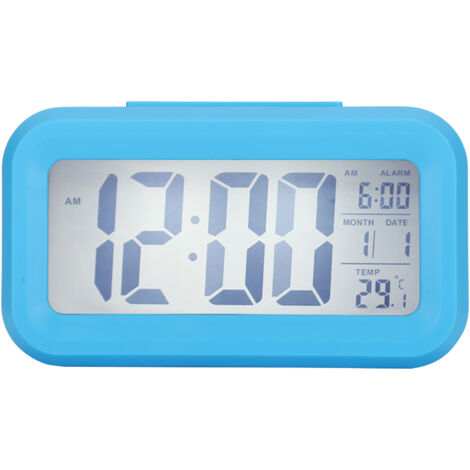 Horloge Intelligente avec Grand Écran LCD, Affichage de la Température et Alarme Silencieuse - Modèle GHY‑501 Bleu (1/5)