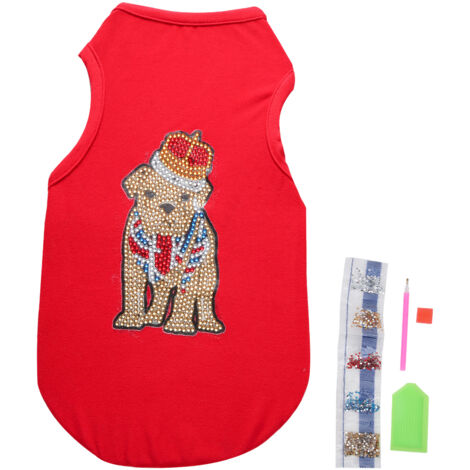 T-Shirt Personnalisé pour Chien avec Broderie Diamant - Artisanat DIY pour Animaux (Rouge, Taille S) (1/5)