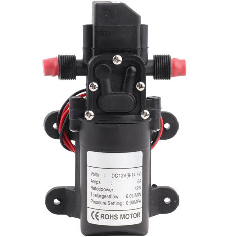 Pompe à eau à diaphragme 12V, 72W, 6.0L/min, 0.9MPa, sortie filetée G1/2 pouce, idéale pour usage mobile et camping. (1/5)