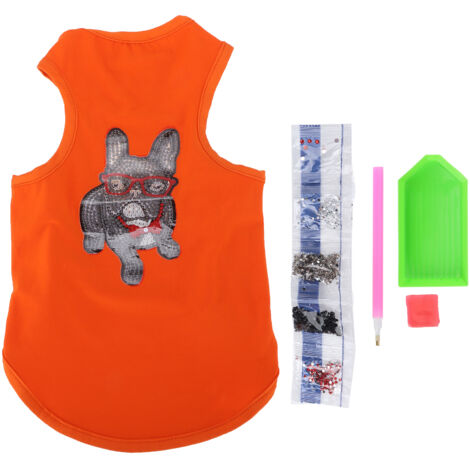 T-shirt pour chien mignon et respirant avec strass, motif décoratif orange pour la protection et le style des chiots (1/5)
