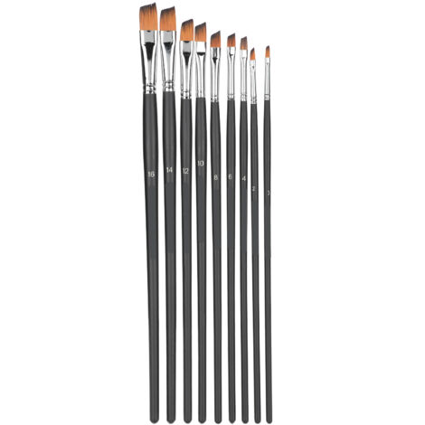 9 Pièces Pinceaux de Peinture Professionnels pour Aquarelle, Gouache, Acrylique et Huile - Set Noir en Nylon et Laine (1/5)