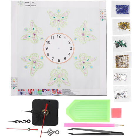 Kit de Peinture Diamant Horloge DIY Silencieuse, Décoration Murale pour Salon Artisanat Créatif DZ243 (1/5)
