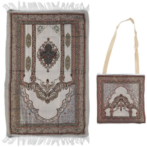 Tapis de Prière Musulman en Coton avec Sac, Couverture d'Adoration Islamique (1/5)