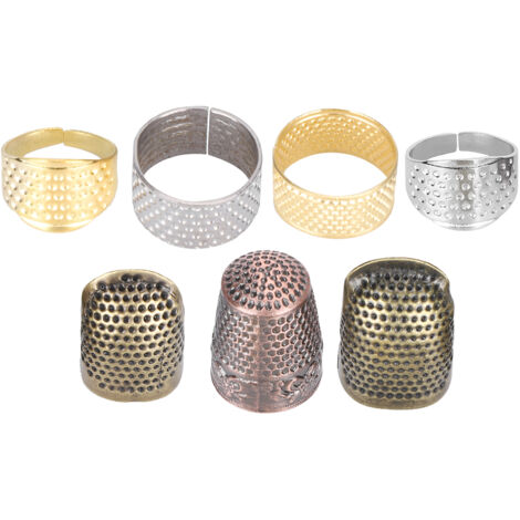 Ensemble de 7 Dé à Coudre Réglable en Laiton - Protection pour Doigts, Accessoire DIY et Loisirs Créatifs (1/5)