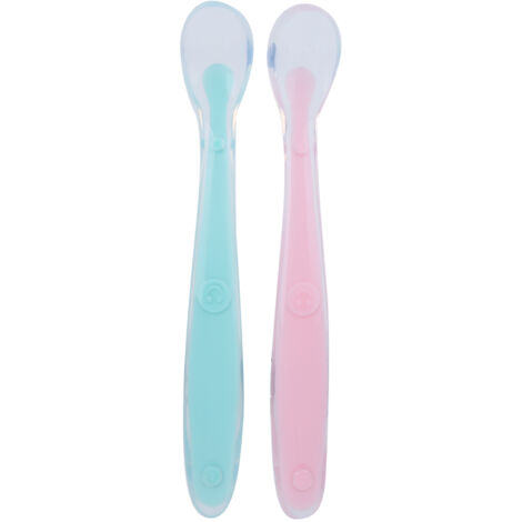 Cuillère en Silicone Doux pour Bébé, Ustensiles de Nourriture Sécurisés pour Enfants, Couverts Bébé (1/5)