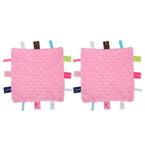 2 pièces Couverture Sécurisé Bébé Douce Serviette Apaisante Nouveau-né Confortable Peluche Rose (1/5)
