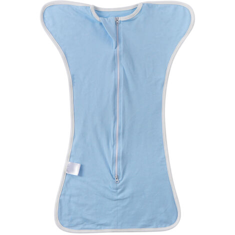 Sac de couchage bébé en coton doux, enveloppe nouveau-né pour dormir (Bleu 60cm, 2-6 mois)