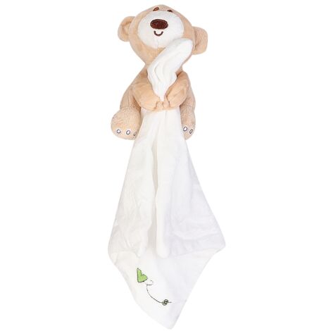 Serviette de Sécurité Bébé Ours en Peluche Jouet Apaisant pour Enfants (Blanc) (1/5)