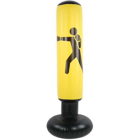 Colonne de Boxe Gonflable pour Adultes - Sac de Frappe Antistress Renforcé Jaune (1/5)