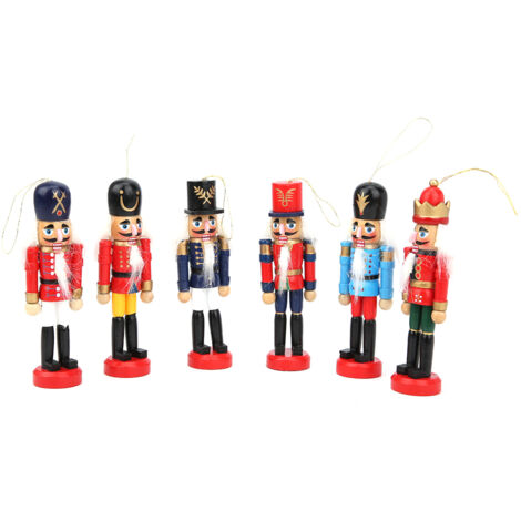 Poupée Soldat Casse-Noisette en Bois - Décoration de Noël pour Maison et Bureau - Lot de 6 Pièces (1/5)