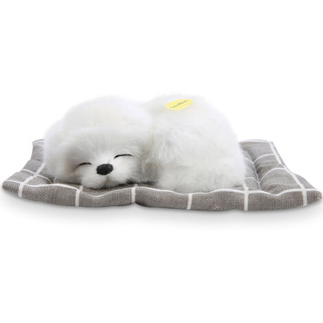 Peluche Chien Blanc Realiste avec Son, Jouet Doux pour Enfants - Dormant (1/5)