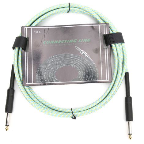 Câble Guitare Blindé Tressé avec Fiche Nickelée pour Instruments de Musique Électroniques (Vert) (1/5)