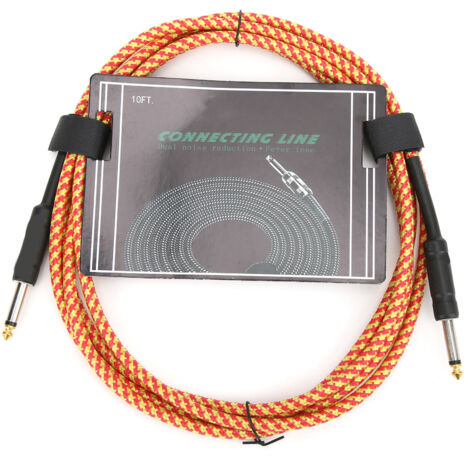 Câble Guitare Blindé Tressé avec Fiche Nickelée pour Instrument de Musique Électronique (Orange) (1/5)