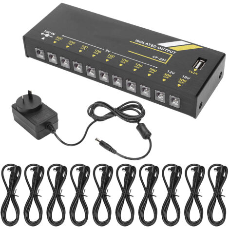 Alimentation Secteur Guitare 10 Sorties 18WAU 100‑240V pour Effets Pédales Métal (1/5)