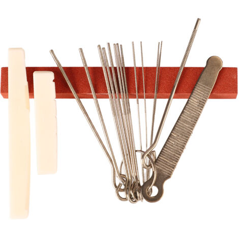 Ensemble de limes pour guitare en métal et pierre, aiguille à limer avec sillet et chevalet pour façonnage, copiage, réparation et entretien. (1/5)