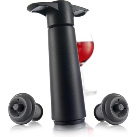 Coffret cadeau pompe à vide et 2 bouchons à vin noirs (1/5)