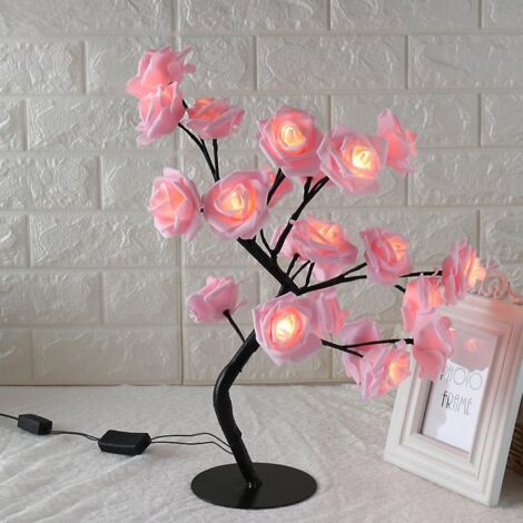 Petite lampe de table LED rose en forme d'arbre à fleurs pour la décoration intérieure (1/5)
