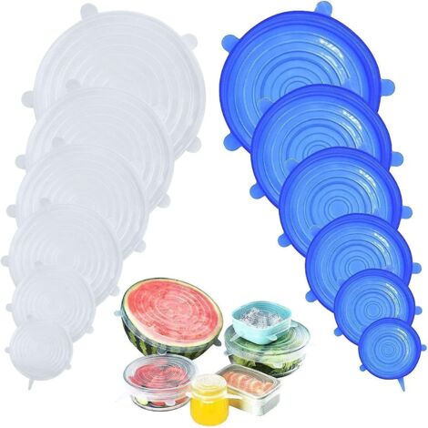 Couvercles extensibles en silicone sans BPA (12 pièces) - Couvercles universels pour micro-ondes, four, réfrigérateur et lave-vaisselle - 6 tailles différentes (1/5)
