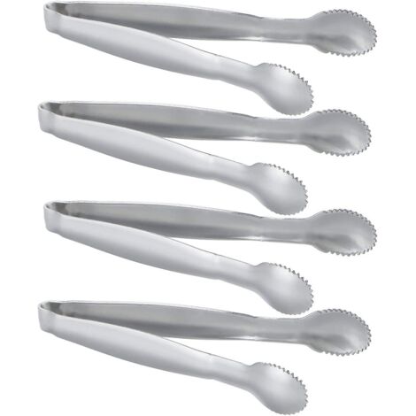 Ensemble de 4 mini pinces à sucre en acier inoxydable - Modèle carré plaqué or de 10 cm (1/5)