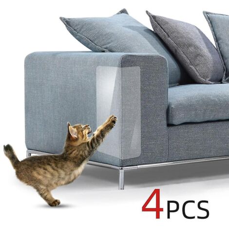 Lot de 4 protections transparentes pour canapé et fauteuil, 40 x 35 cm, idéales pour les griffes de chat. (1/3)