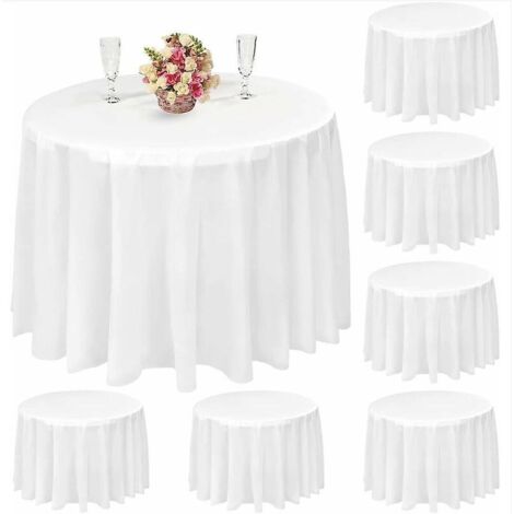 Lot de 8 nappes rondes jetables blanches en plastique PEVA imperméable de 84 pouces pour mariages, fêtes et dîners de fêtes